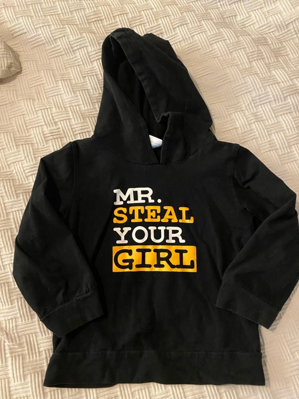 Kids Black Hoodie "Mr. Steal Your Girl" Graphic Pullover size 3-4
